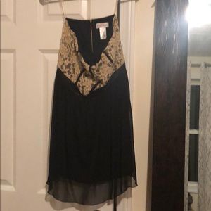 Strapless mini dress beige and black